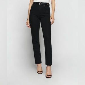 Reformation Liza Ultra High Rise Straight Jeans in Black